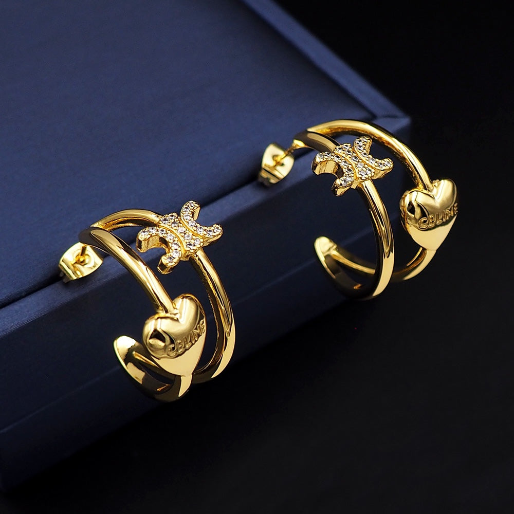 18K Celine Heart Earrings