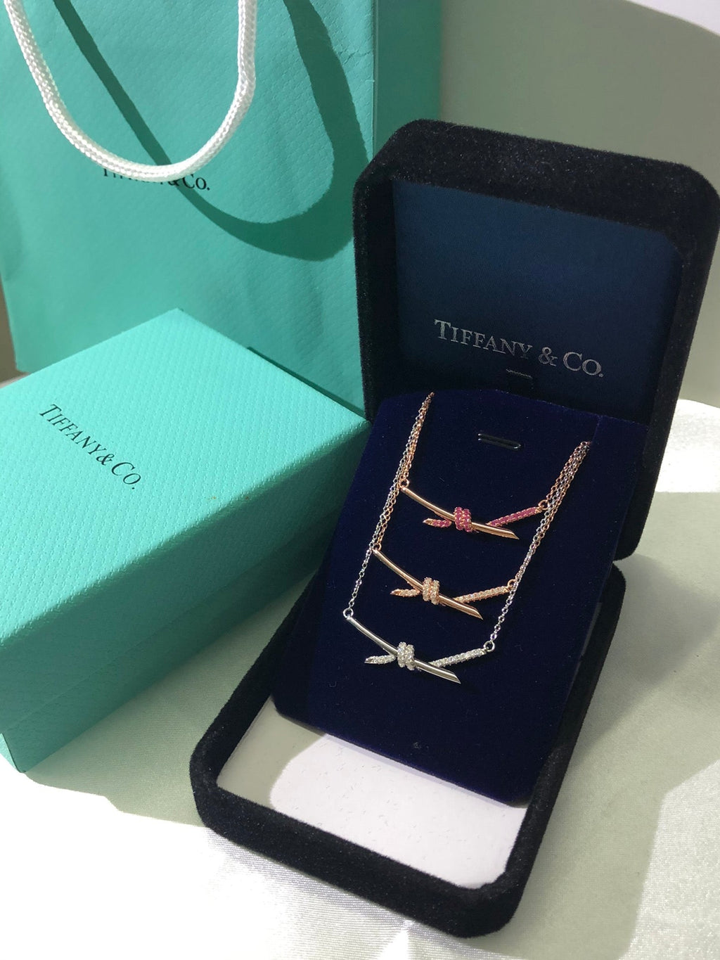 18K Tiffany Knot Pendant Diamond Necklace