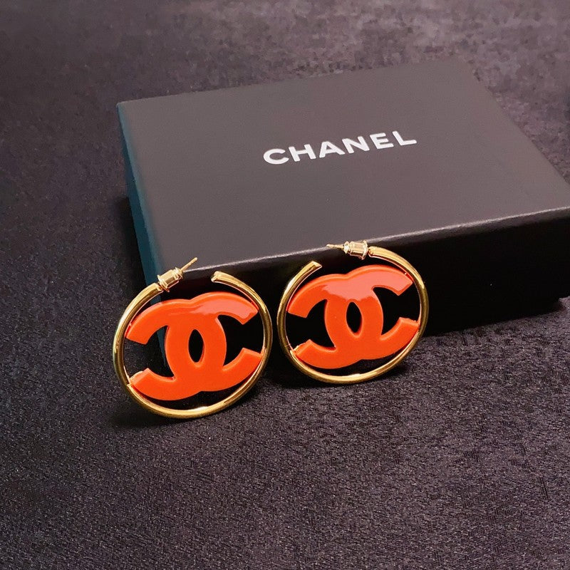 18K  Chanel Color Logo Earrings