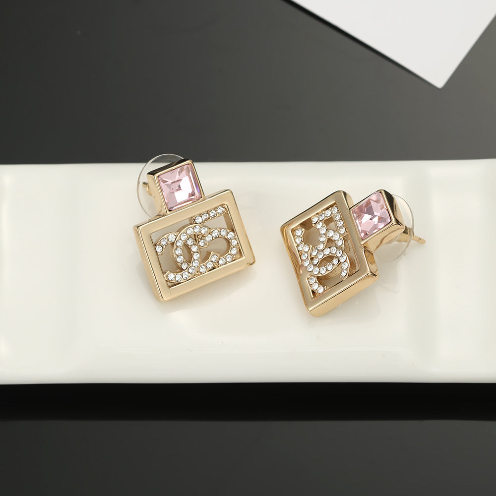 18K  Chanel Square Diamond Earrings