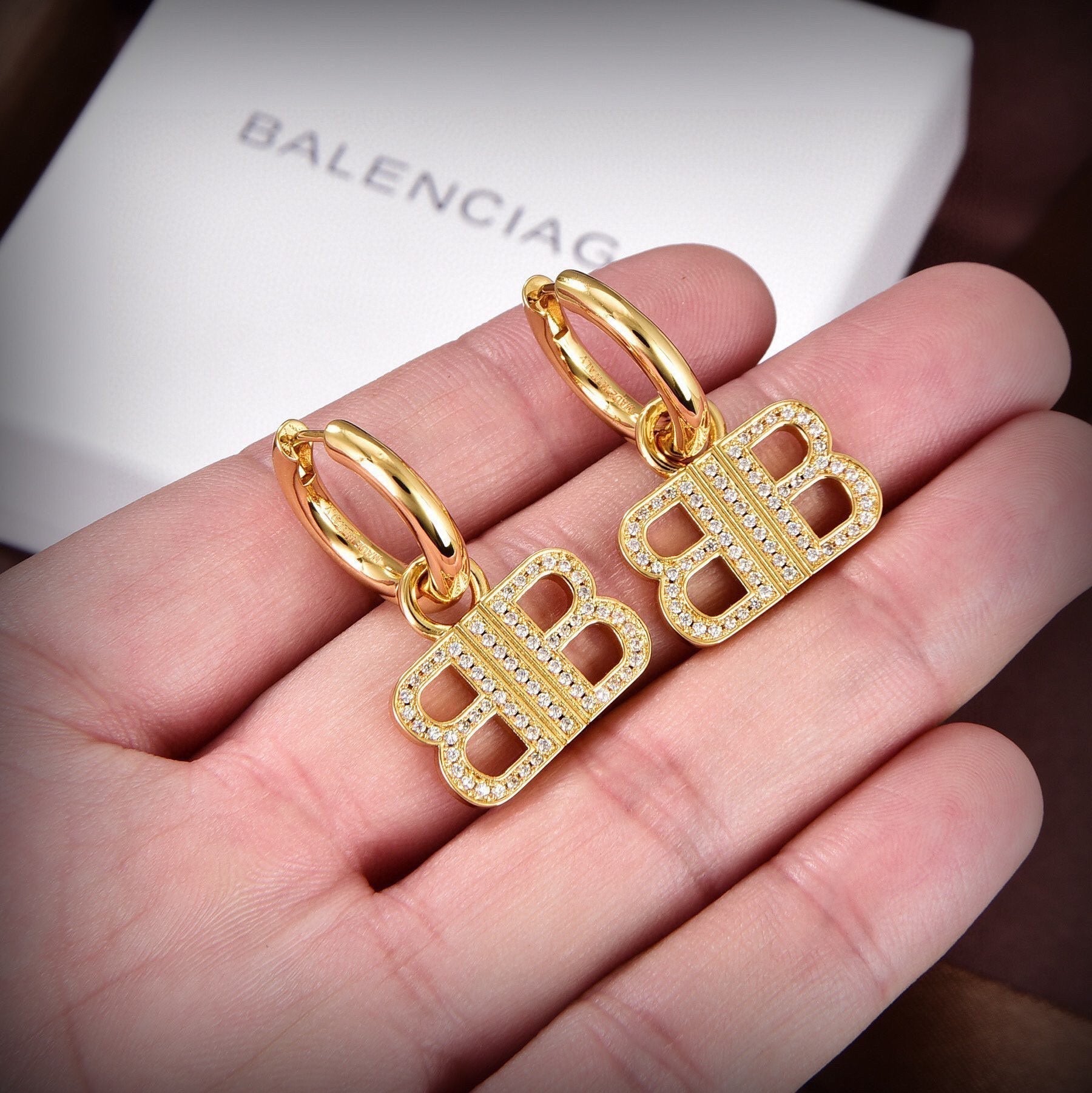 18K Balenciaga Pendant Earrings