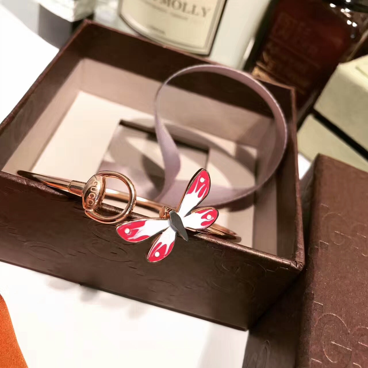 18K Double Gucci Flora Bangle Bracelet