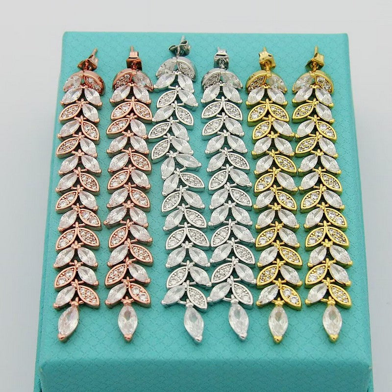 18K Tiffany Victoria Diamond Vine Drop Earrings