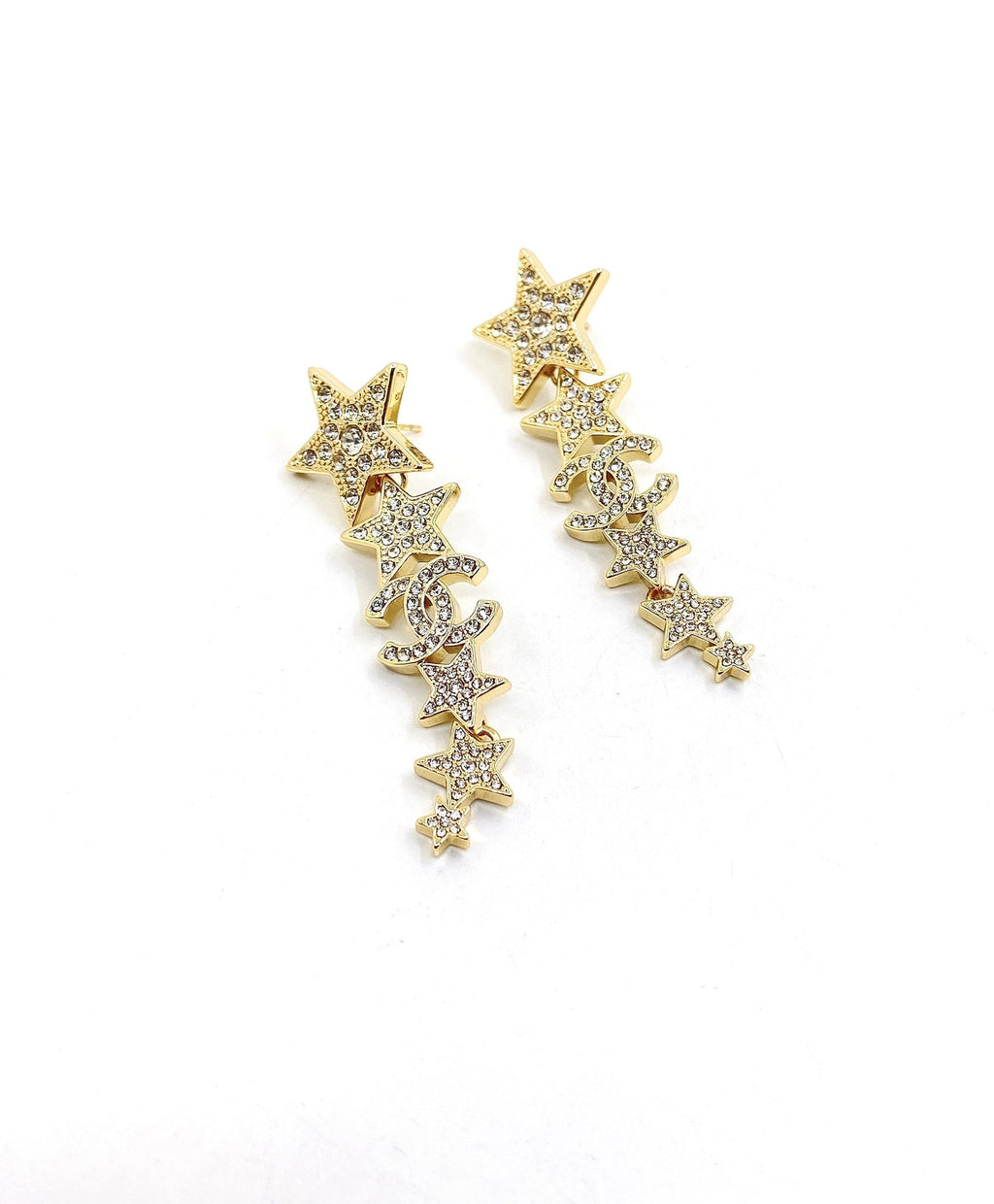 18K  Chanel Star Diamonds Long Earrings