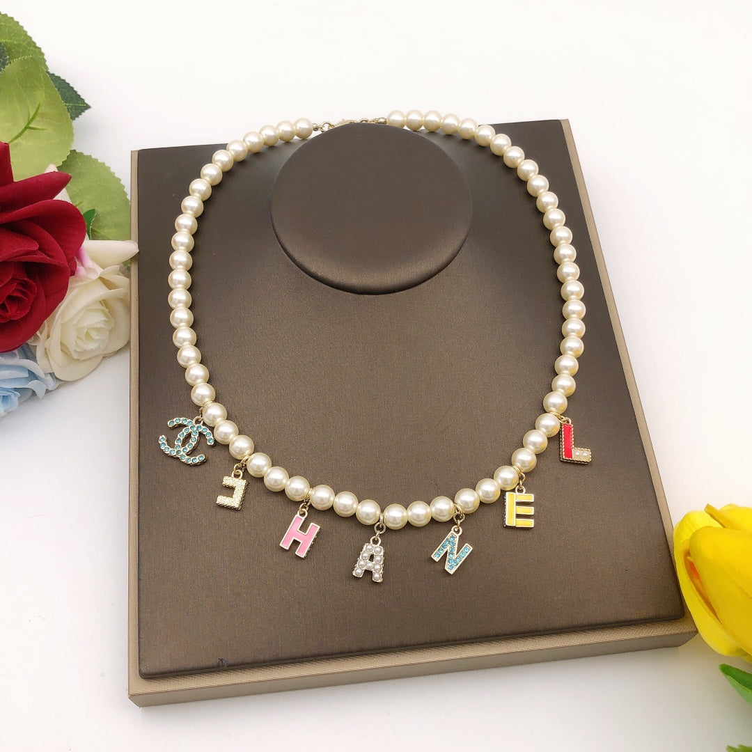 18K Dior Script Pearls Necklace