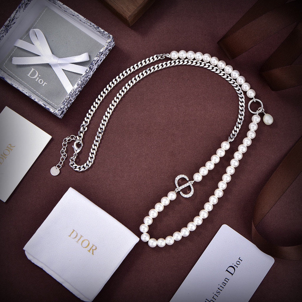 18K Dior Celine Gourmette Pearls Necklace