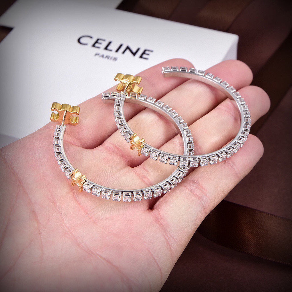 18K Celine Diamonds Hoops Earrings