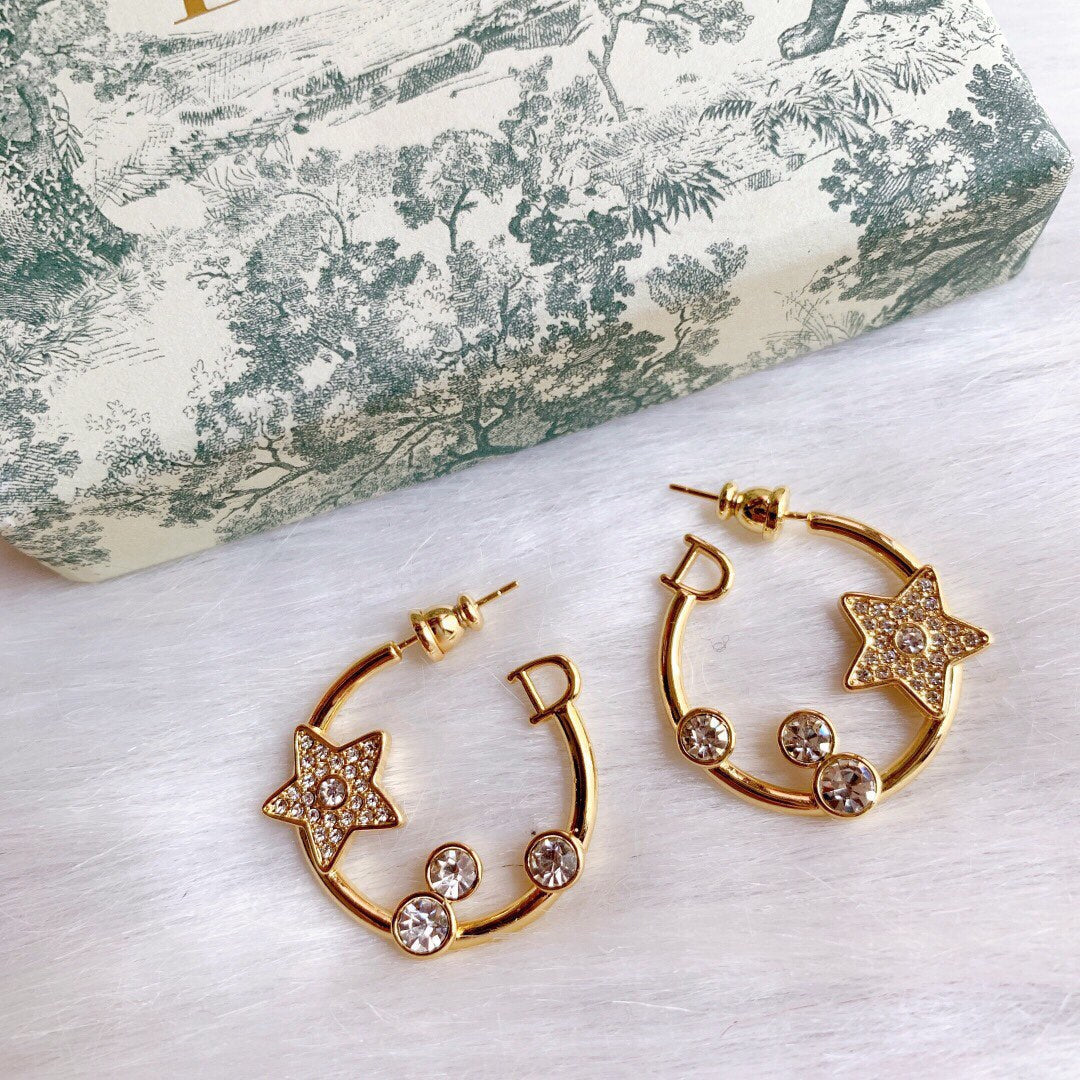 18K Dior Star Pink Crystals Earrings