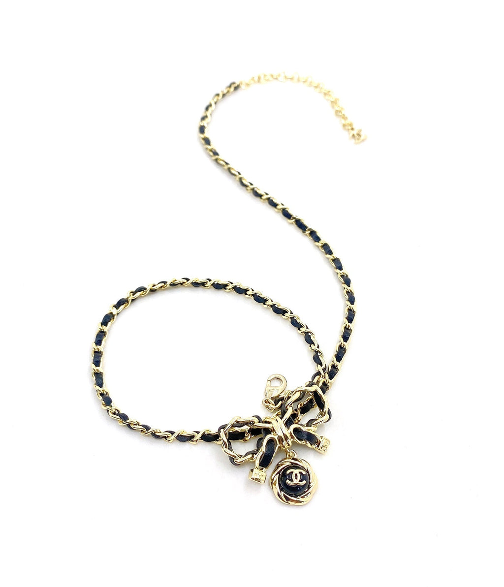 18K  Chanel Rhinestone Bow Tie Necklace