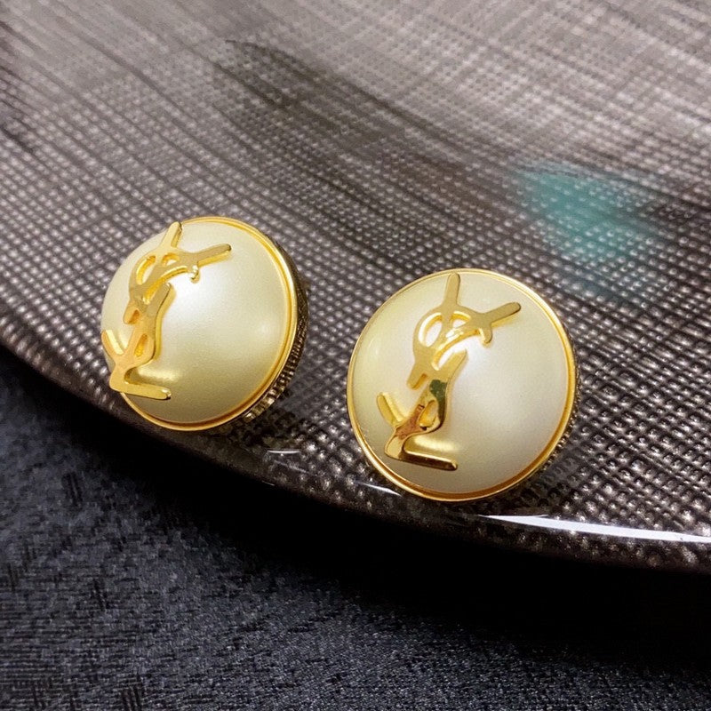 18K YSL White & Red Earrings