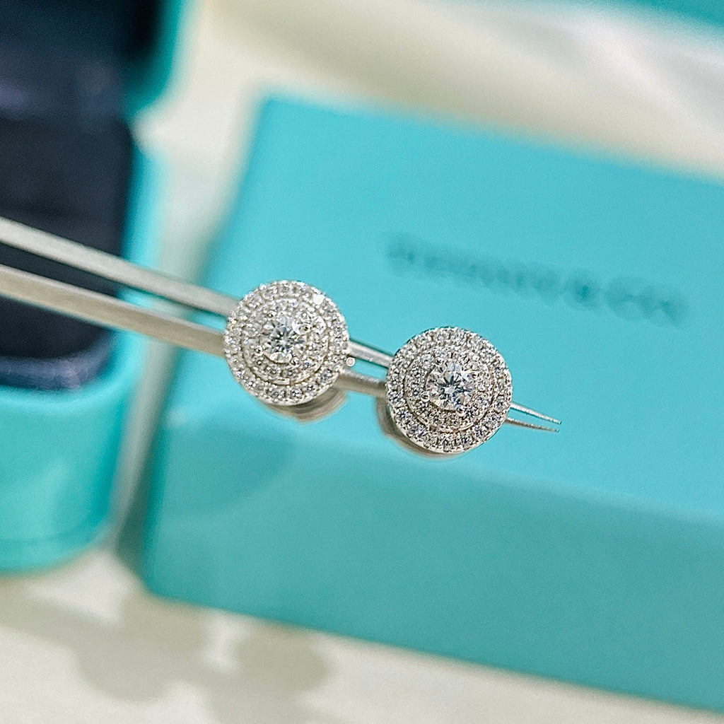 18K Tiffany Soleste Diamonds White Gold Earrings