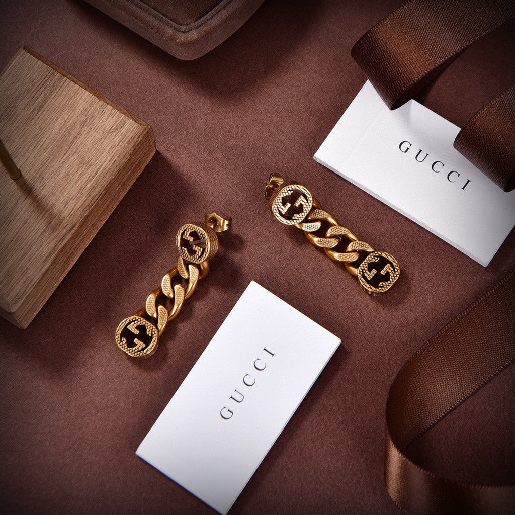 18K Double Gucci Chain Earrings