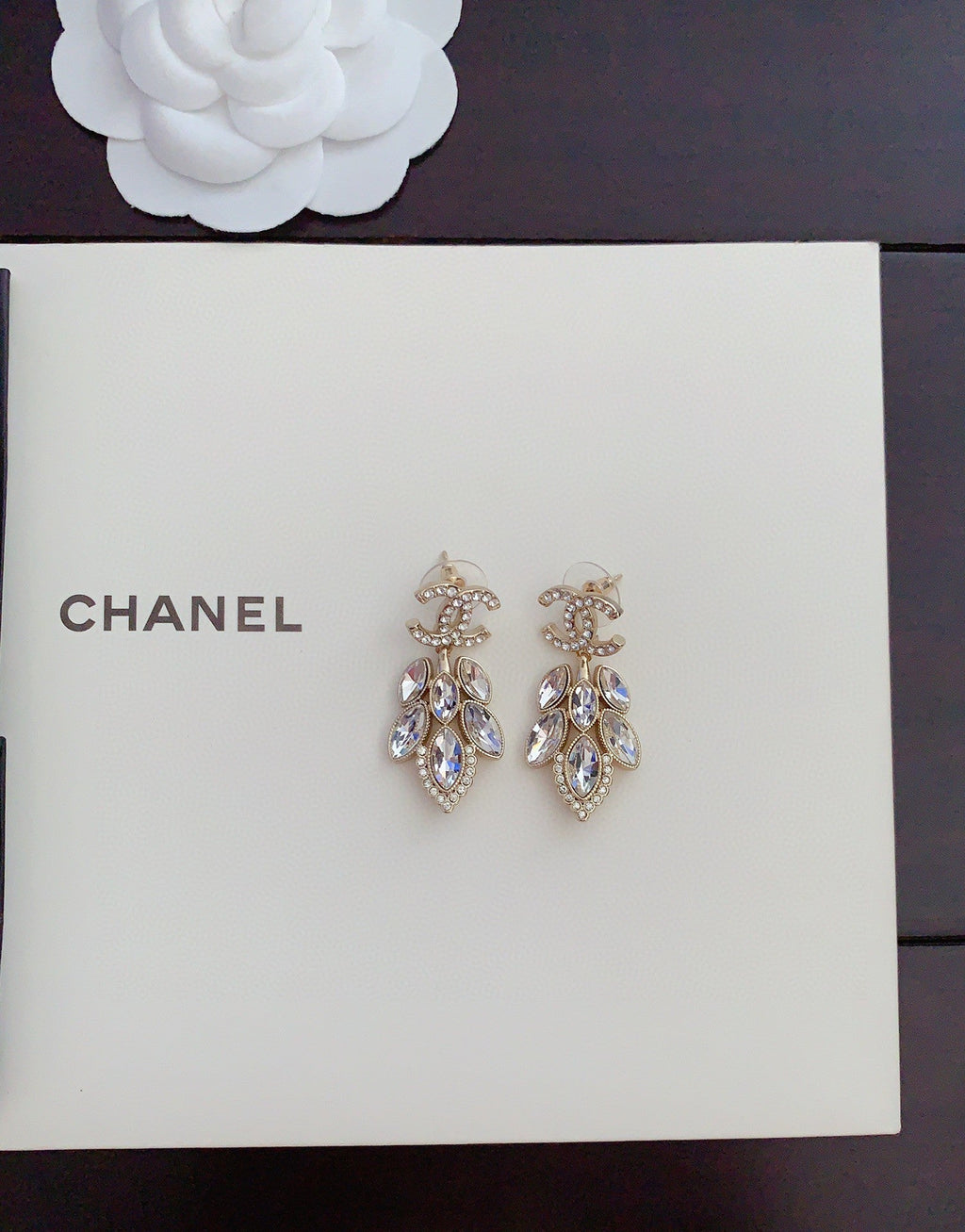 18K  Chanel Crystals Pendant Earrings