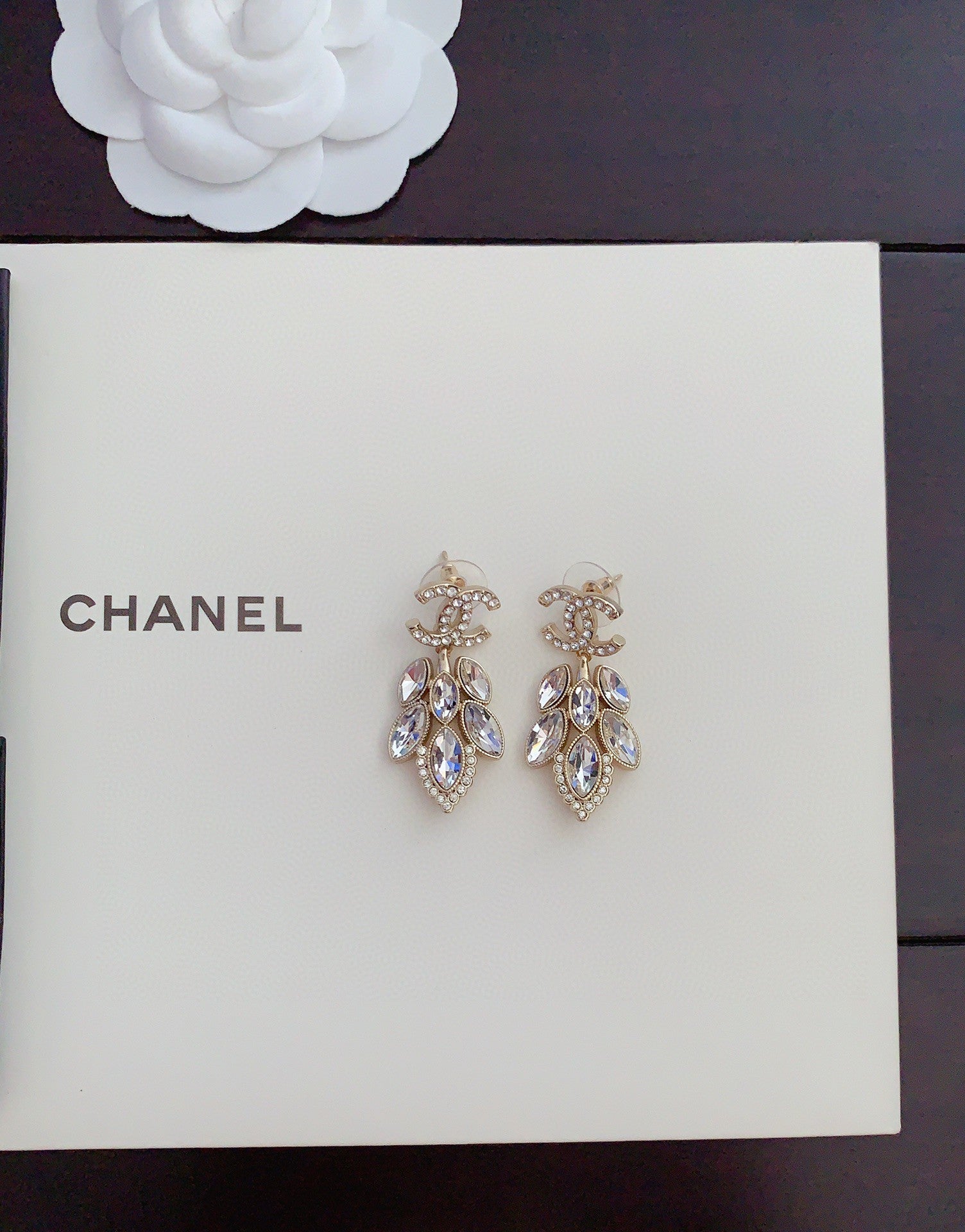 18K  Chanel Crystals Pendant Earrings