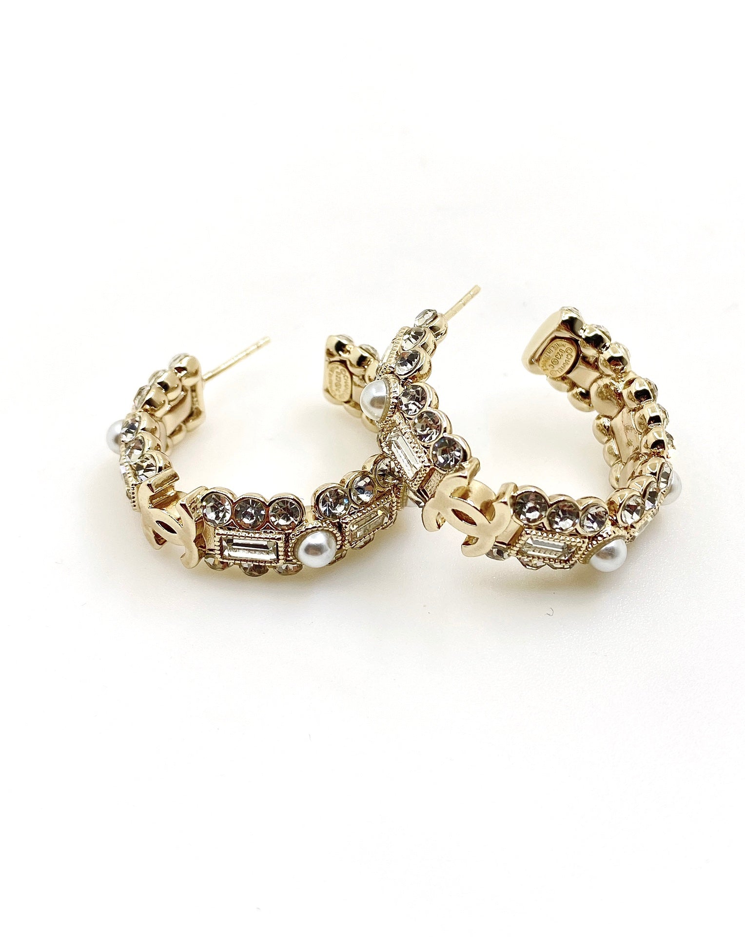 18K  Chanel Crystals Circle Earrings