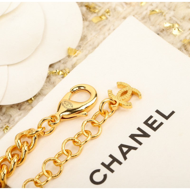 18K  Chanel White Logo Choker Necklace