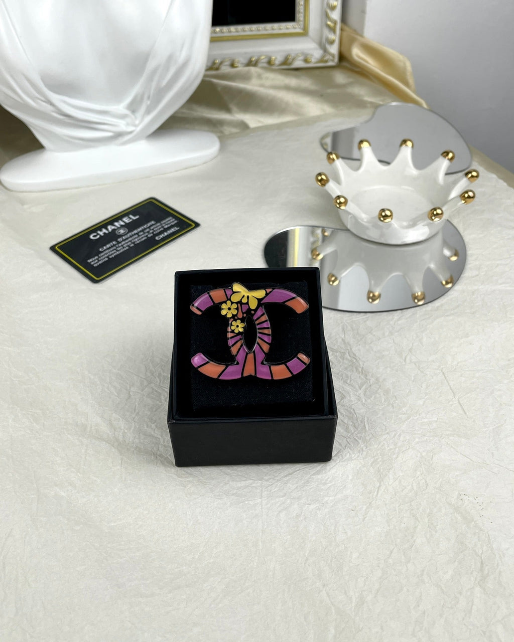 18K  Chanel Pink Resin Brooch