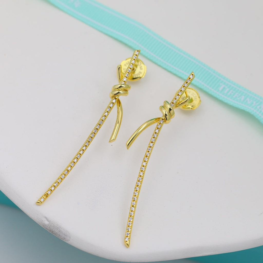18K Tiffany Knot Drop Diamonds Earrings