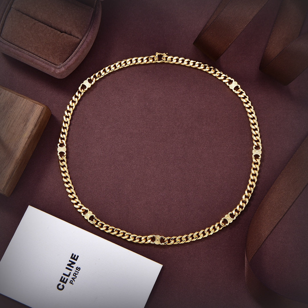 18K Dior Celine Small Gourmette Necklace