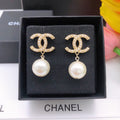 18K  Chanel Pearl Drop Earrings