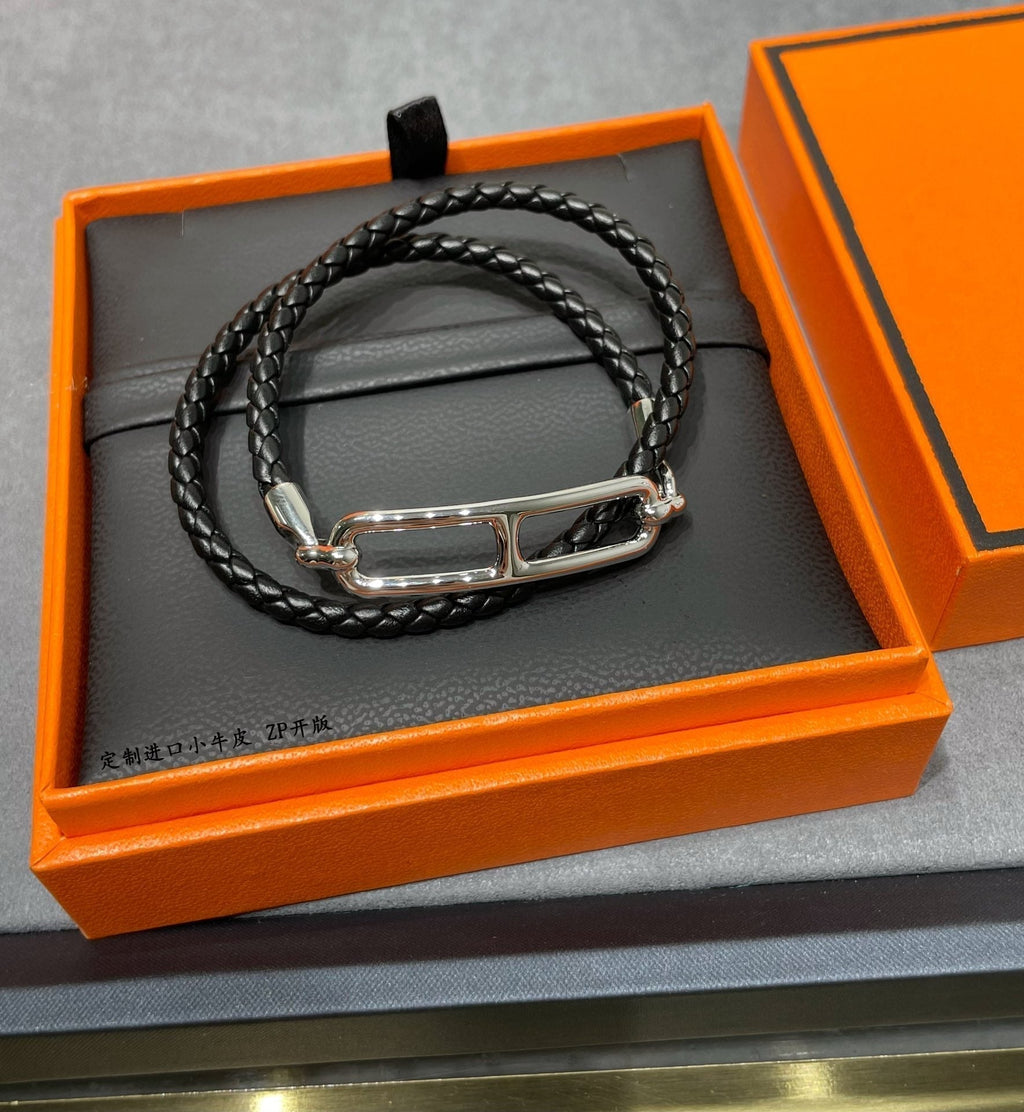 18K Roulis Double Tour Black Hermes Bracelet