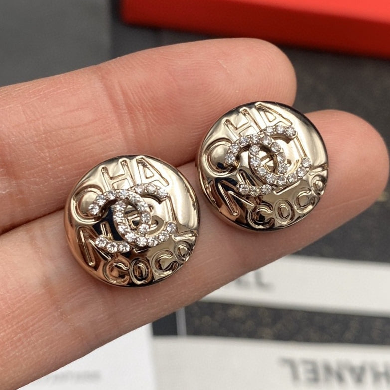 18K  Chanel Circle Diamond Earrings