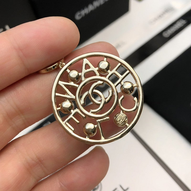 18K  Chanel Circle Pearl Pendant Earrings
