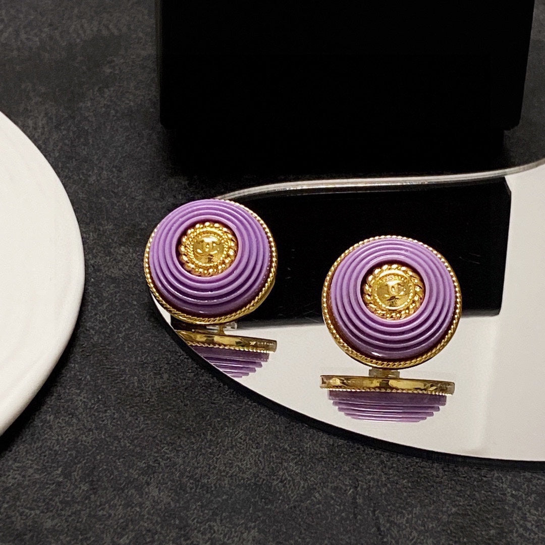 18K  Chanel Purple Resin Earrings