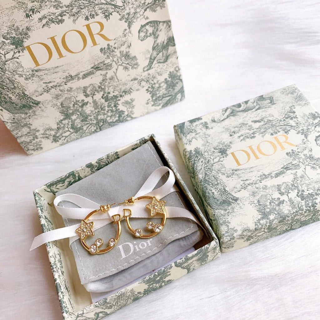 18K Dior Star Pink Crystals Earrings