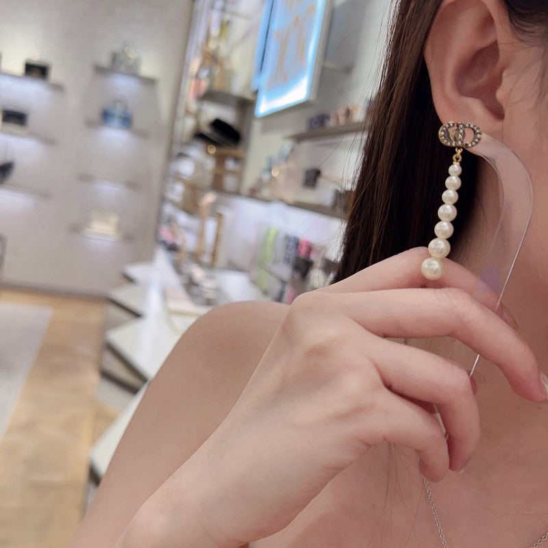 18K Dior Long Pearls Earrings