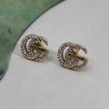 18K Double Gucci Logo Diamonds Earrings