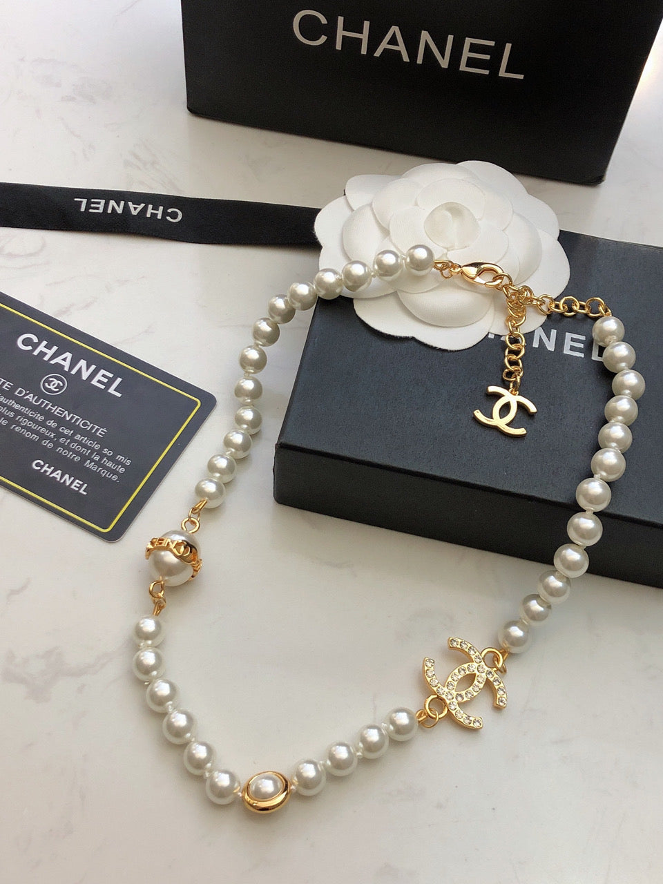 18K  Chanel Pearl Chain Necklace