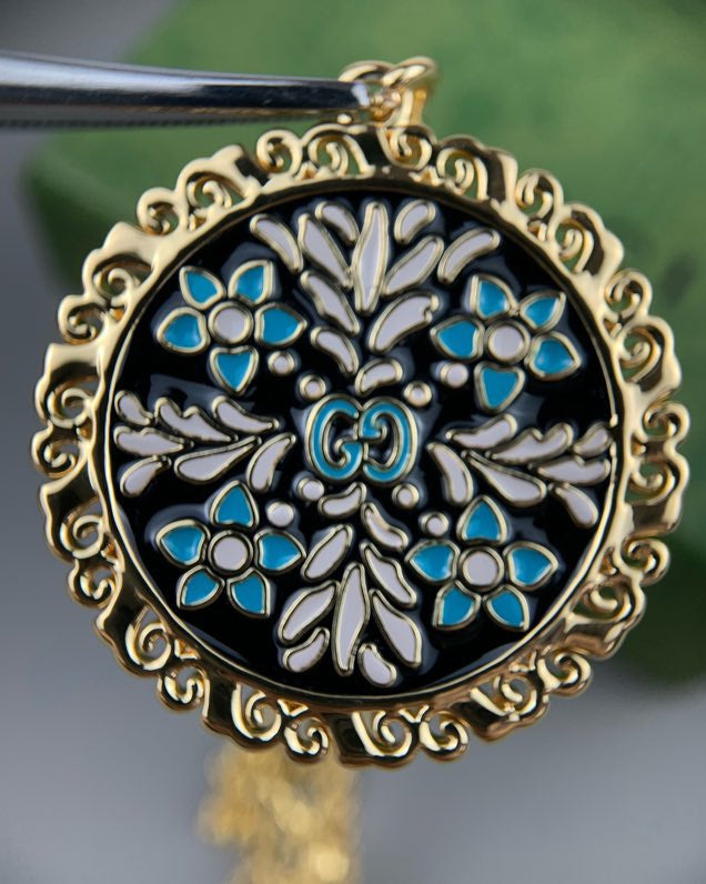 18K Double Gucci Iconic Floral Pendant Necklace