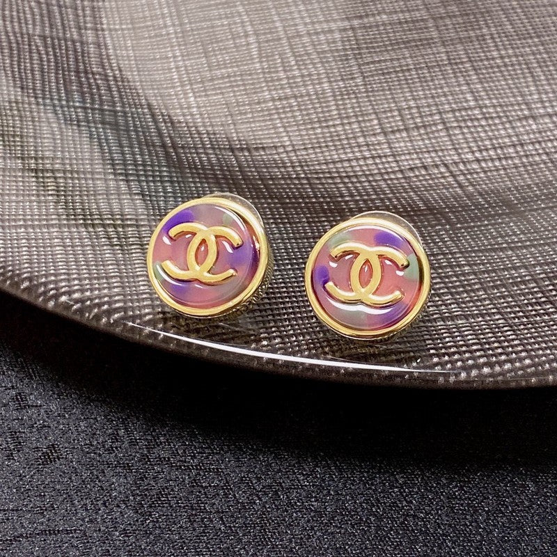 18K  Chanel Colorful Round Earrings