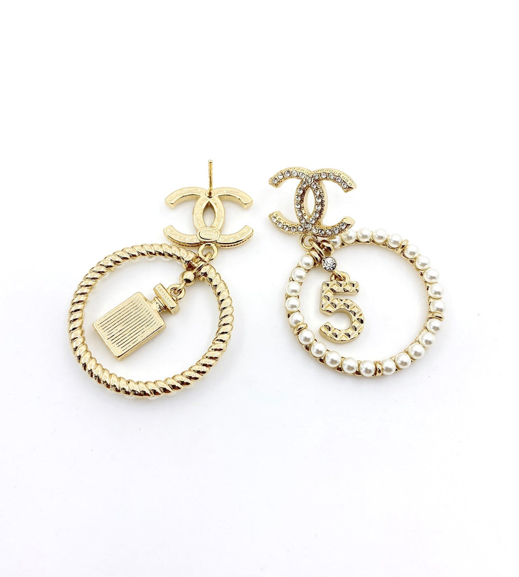 18K  Chanel No.5 Perfume Bottle Earrings
