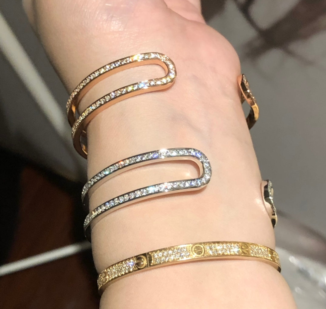 18K Ever Chain D¡¯ancre Cuff Diamond Hermes Bracelet