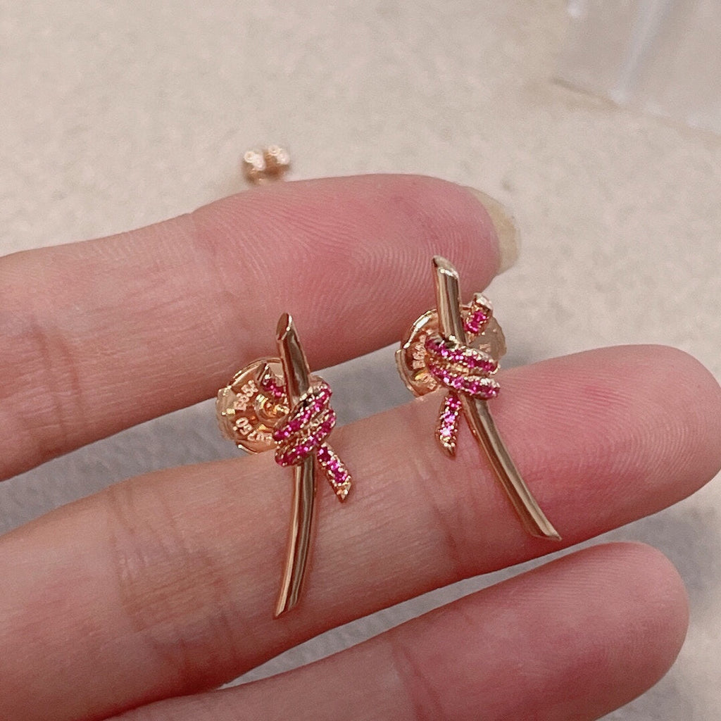 18K Tiffany Knot Pink Diamonds Earrings