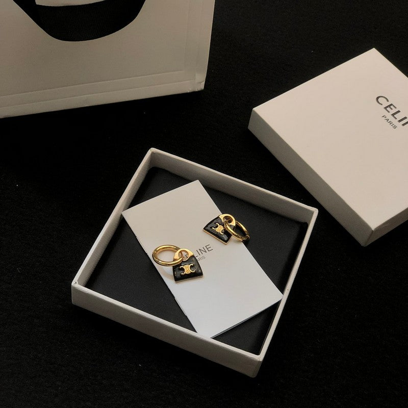 18K Celine Black Bag Gold Earrings