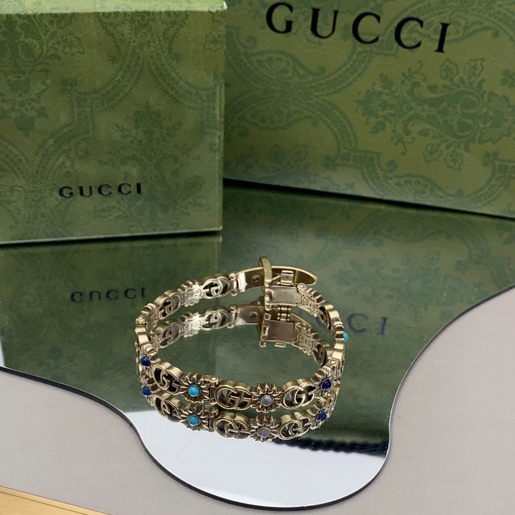 18K Double Gucci Flowers Bracelet