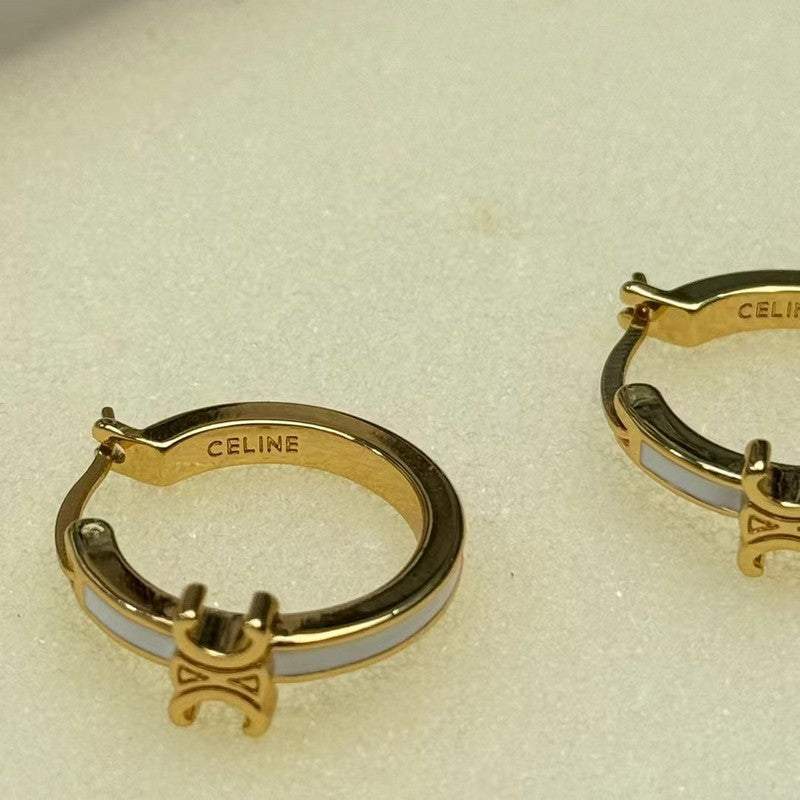 18K Celine Pearl Circle Gold Earrings