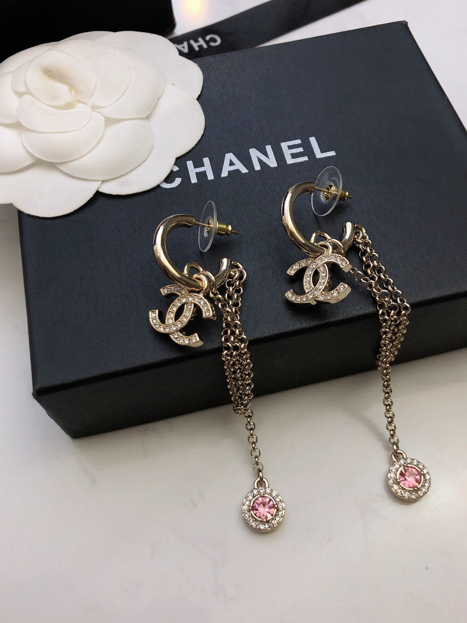 18K  Chanel Tassel Crystals Earrings