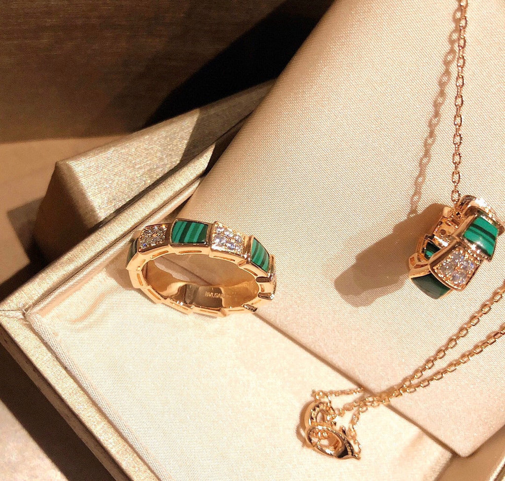 18K BVLGARI Serpenti Viper Malachite Ring