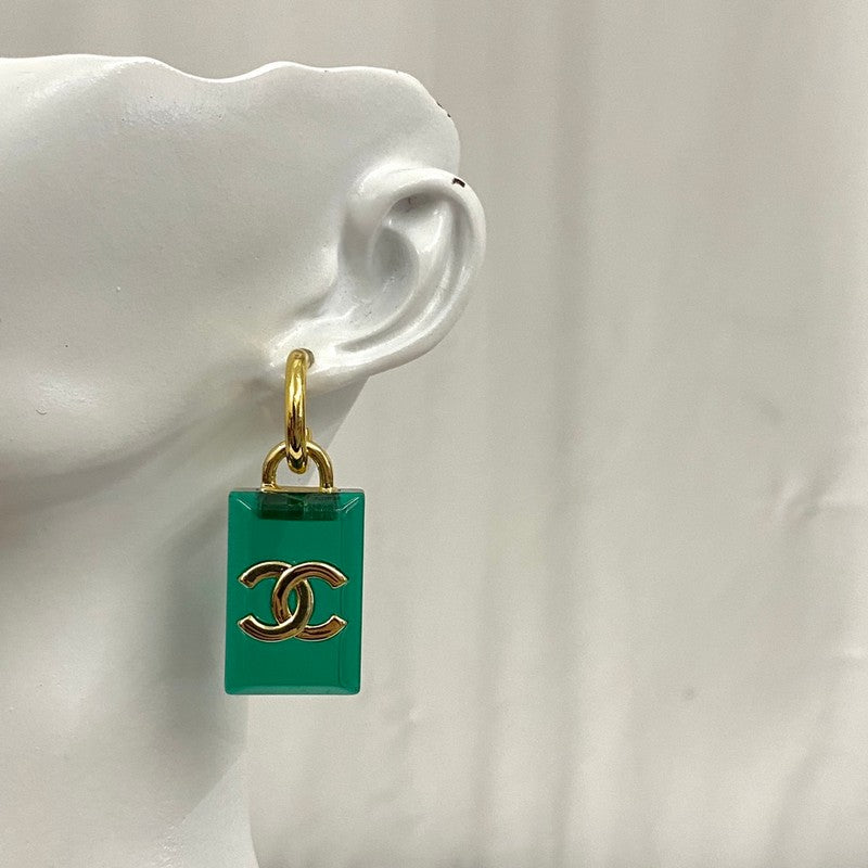 18K  Chanel Green Perfume Bottle Earrings