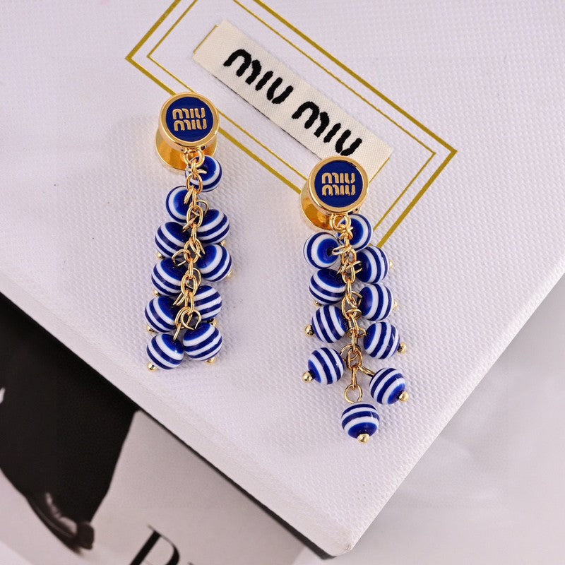 18K Miu Blue & Pink Ball Earrings