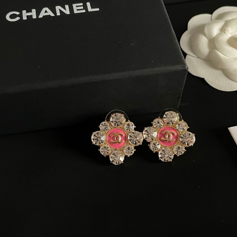 18K  Chanel Color Flower Diamond Earrings