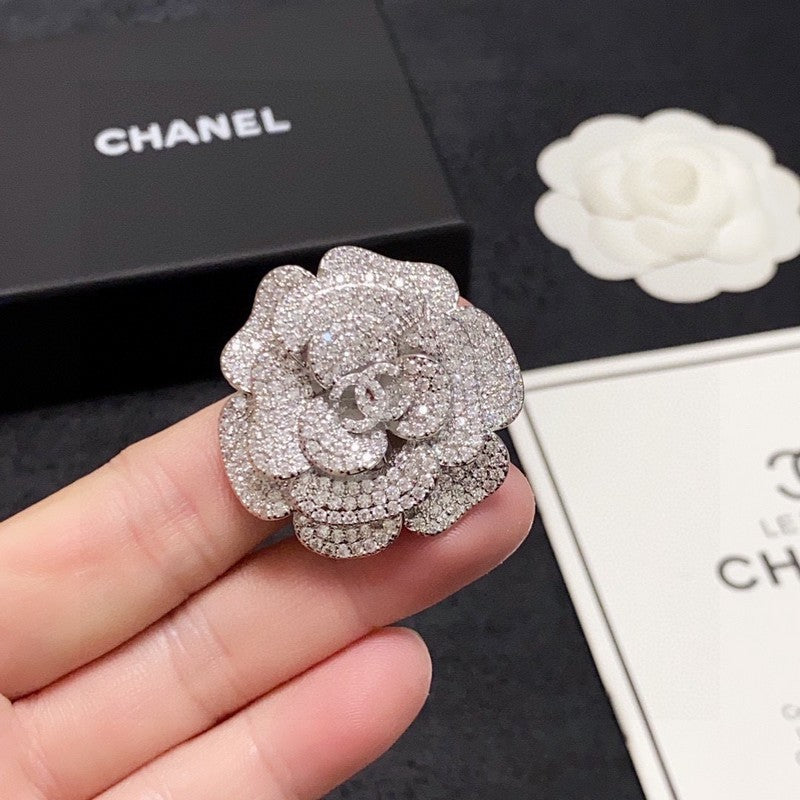 18K  Chanel Full Diamond Camellia Brooch
