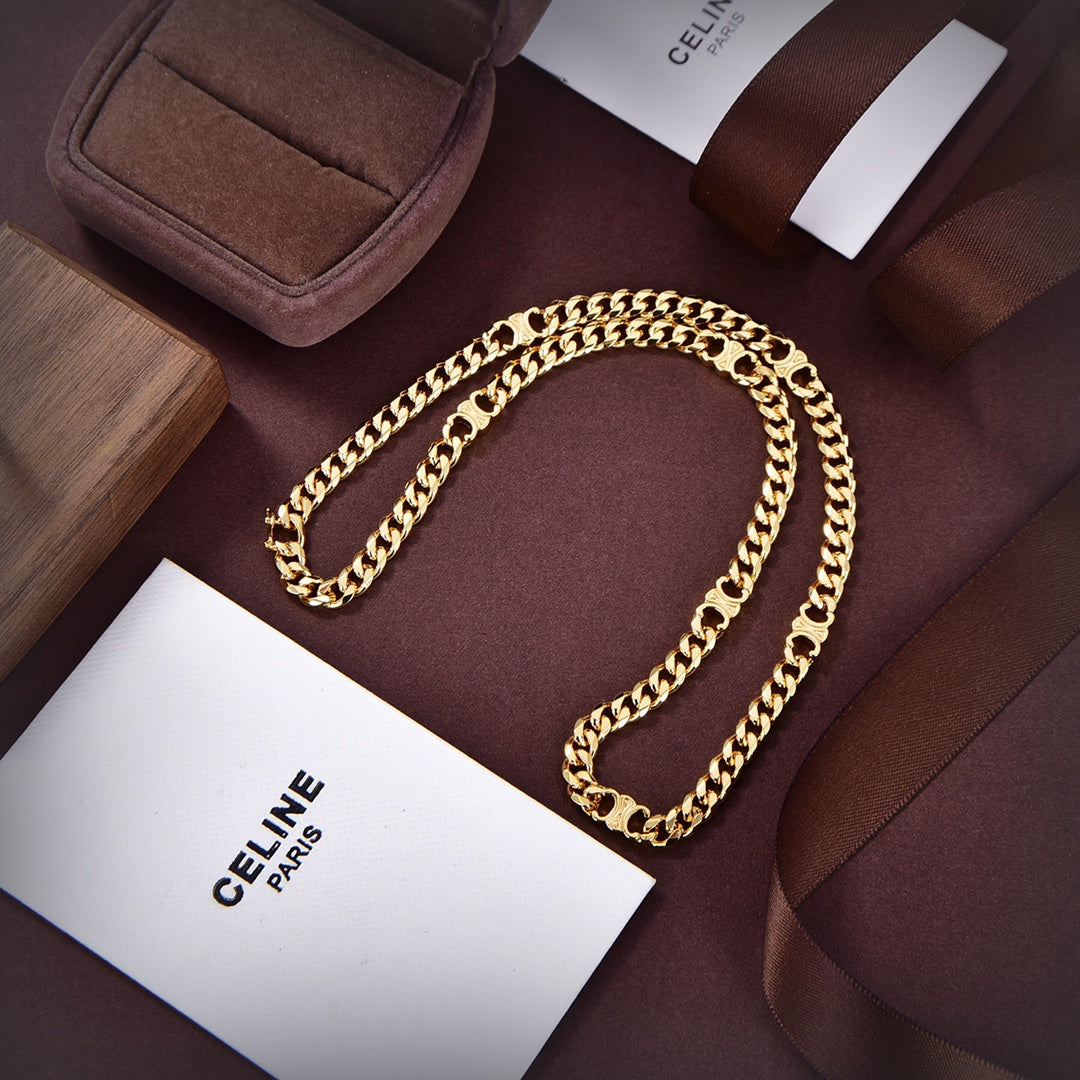 18K Dior Celine Small Gourmette Necklace