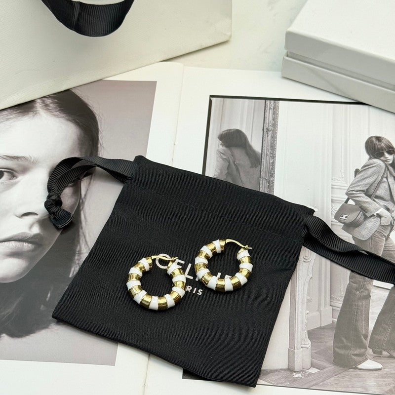 18K Celine Pearl Round Gold Earrings