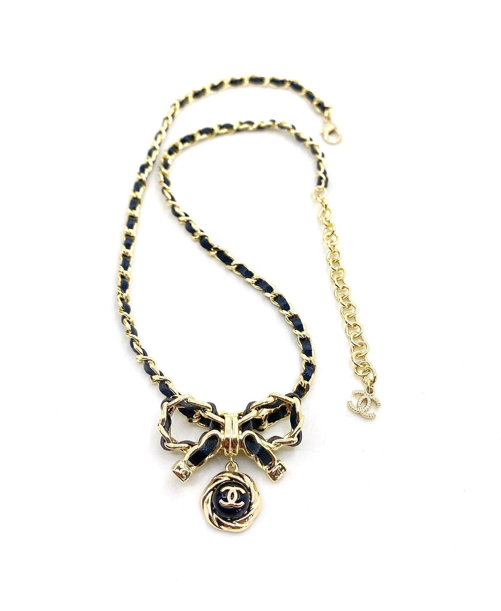 18K  Chanel Rhinestone Bow Tie Necklace
