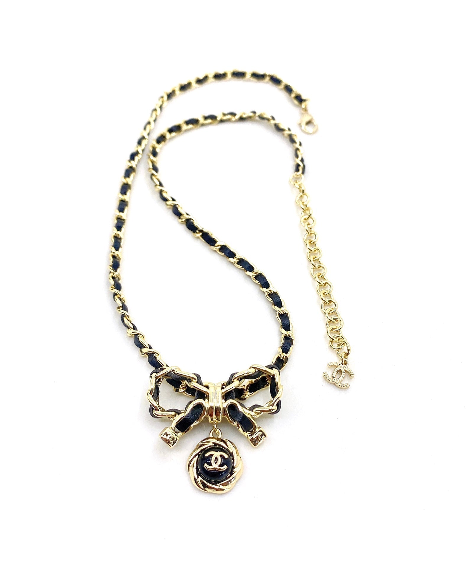 18K  Chanel Rhinestone Bow Tie Necklace